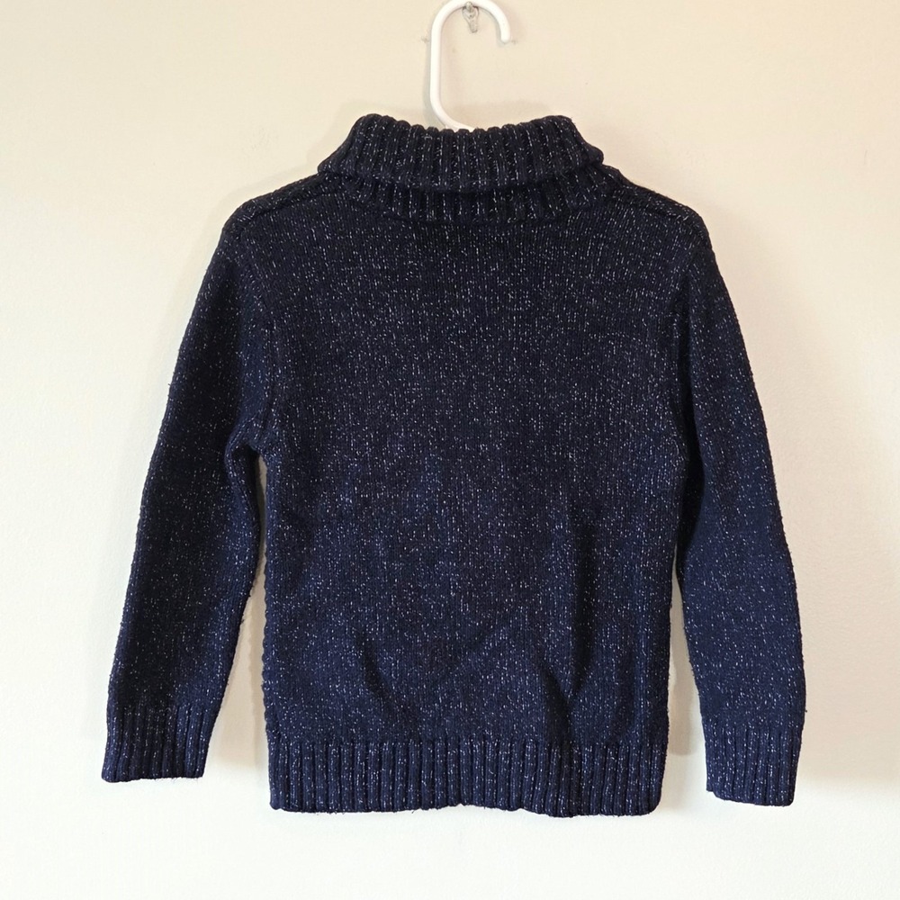 Cat & Jack Toddler Boys Navy Cable Knit Shawl Collar Sweater 3T - Picture 2 of 6